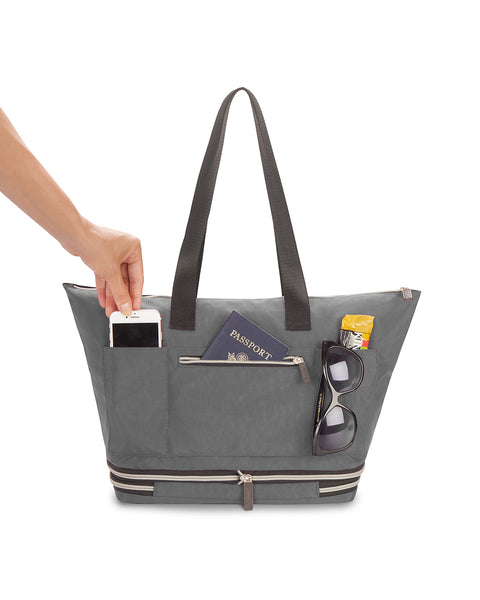 Grey | Zipsak Boost! Handbag Expands to Travel Tote