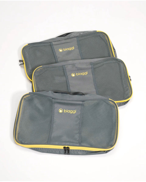 Grey | Max Zipcubes 3 Pack+Laundry/Shoe Bag
