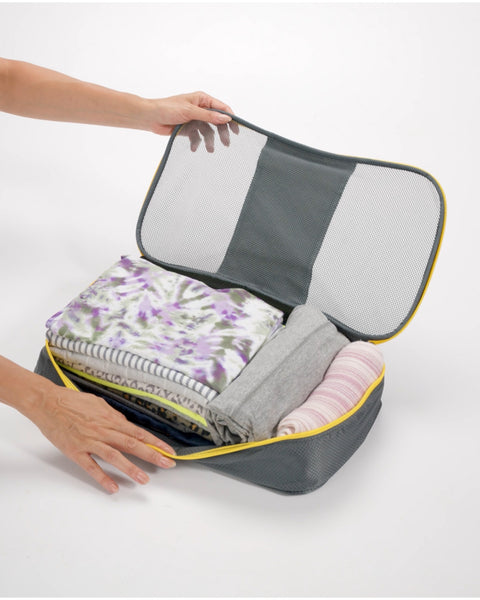 Grey | Max Zipcubes 3 Pack+Laundry/Shoe Bag