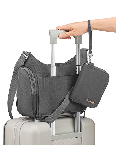 Grey | On-The-Go Hobo + Zipsafe Travel Organizer