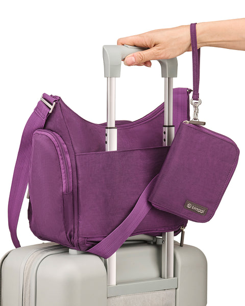 Purple | On-The-Go Hobo + Zipsafe Travel Organizer