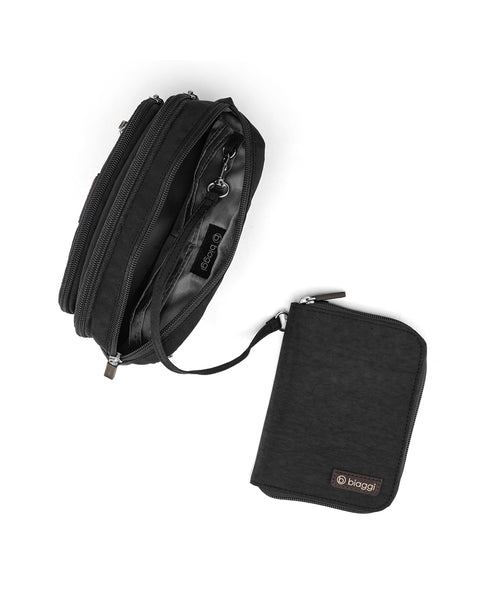 Black | Convertible Pouch + ZipSafe Travel Organizer