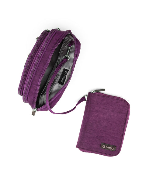 Purple | Convertible Crossbody + Zipsafe Travel Organizer