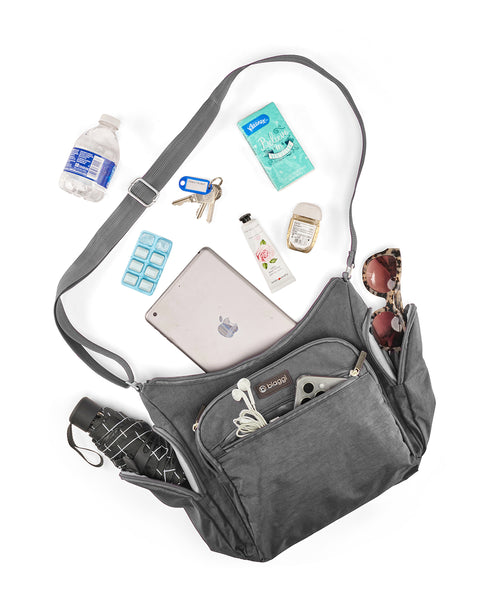 Grey | On-The-Go Hobo + Zipsafe Travel Organizer