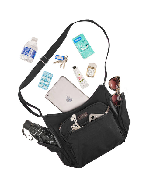 Black | On-The-Go Hobo + Zipsafe Travel Organizer