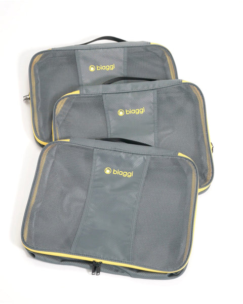 Grey | Zipcubes 3 Pack Large+Laundry/Shoe Bag
