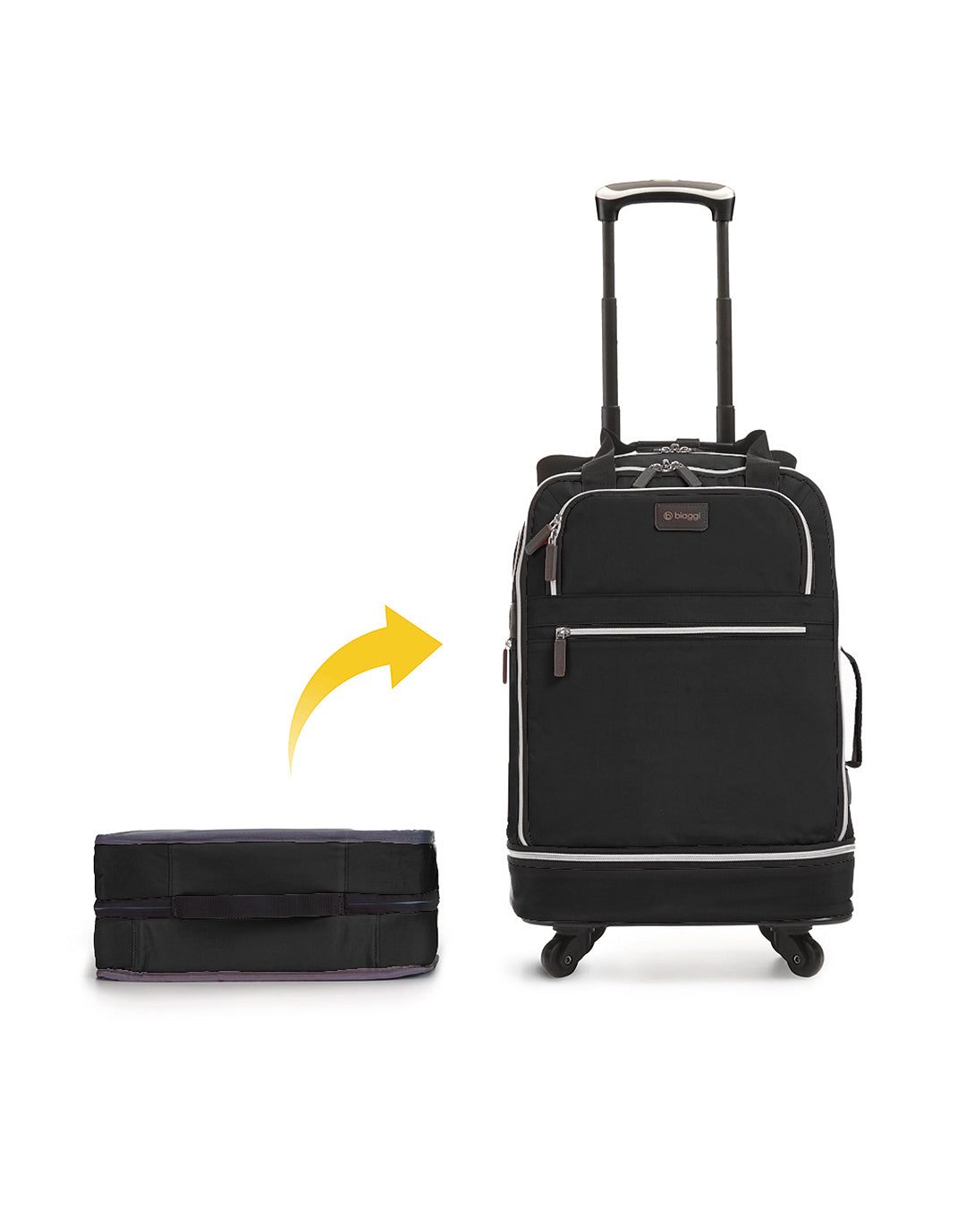 Biaggi Zipsak Boost Expandable Carry On Luggage with Trolley Handle Perfect for Travelers On The Go Black