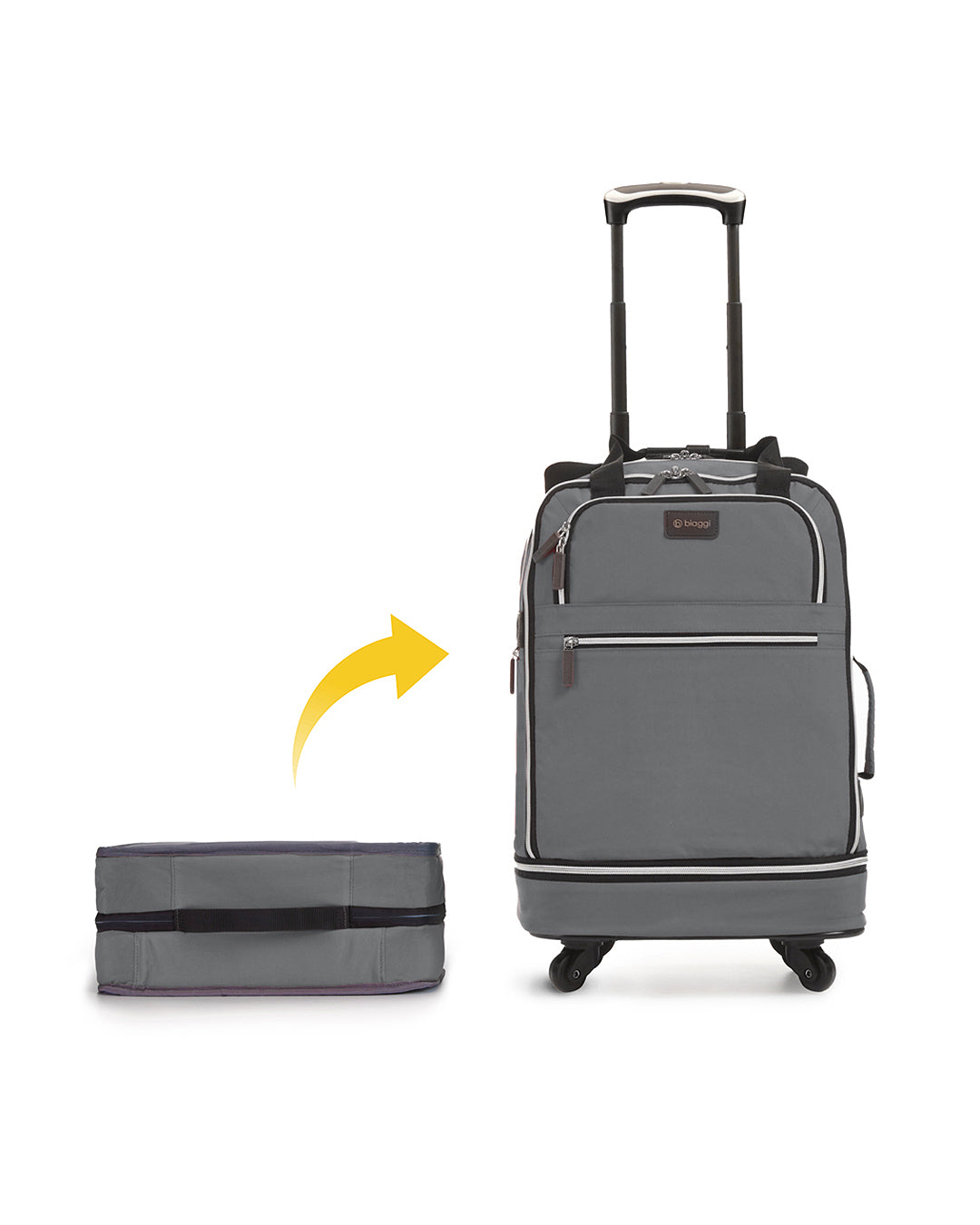 Biaggi Zipsak Boost Expandable Carry On Luggage with Trolley Handle Perfect for Travelers On The Go Black